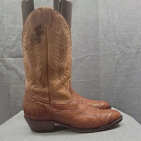 Boulet Western Boots Smooth Brandy Ostrich 1514 Brown / Tan Leather Men\'s 10E main image 11